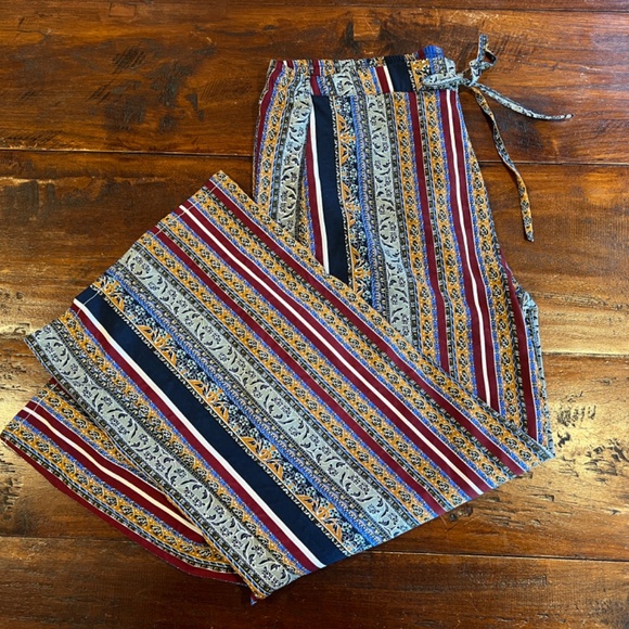 JAPNA LOUNGE Boho Multicolor Paisley Floral Pattern Pants M - Picture 3 of 9